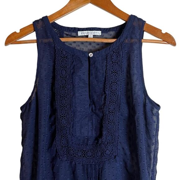 3 for $30! Anthropologie Daniel Rainn navy sheer blouse - Picture 2 of 9
